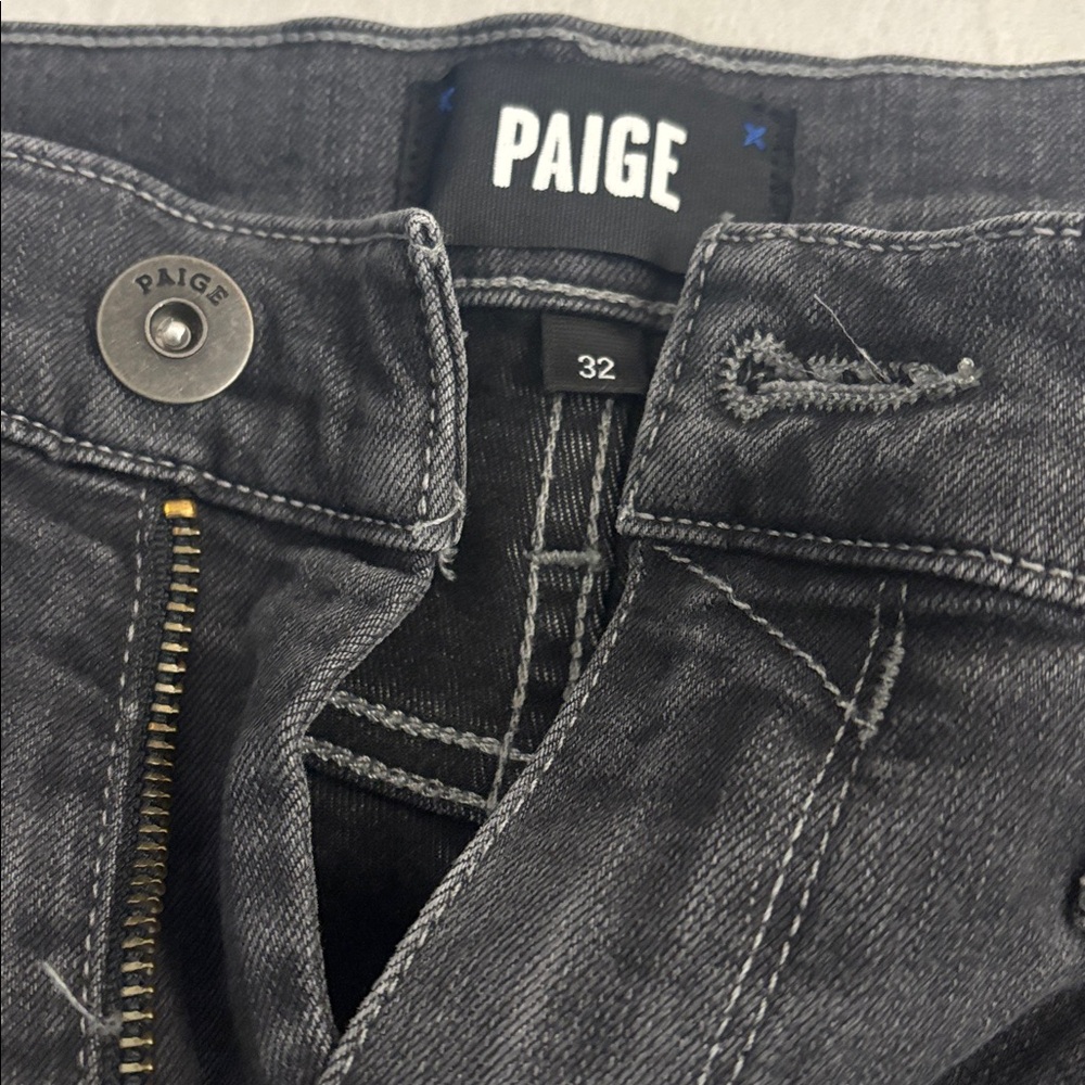 PAIGE Men's Charcoal Black Washed Jeans